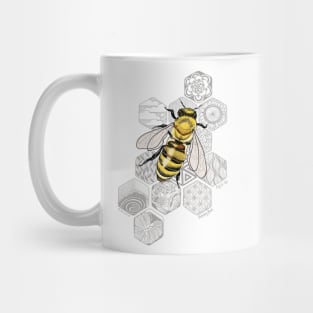 Golden Honey Bee Doodle -dark background Mug